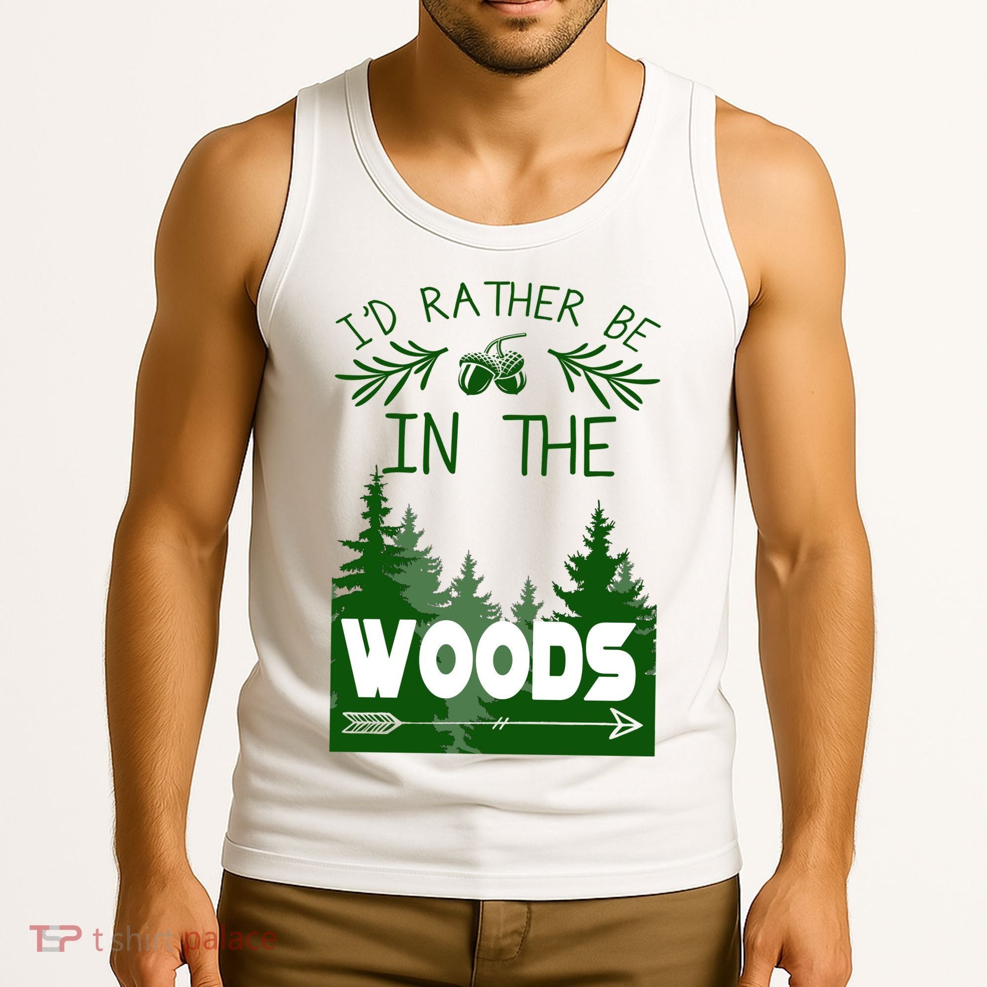 I'd Rather Be In The Woods Funny Hiking Tank Top