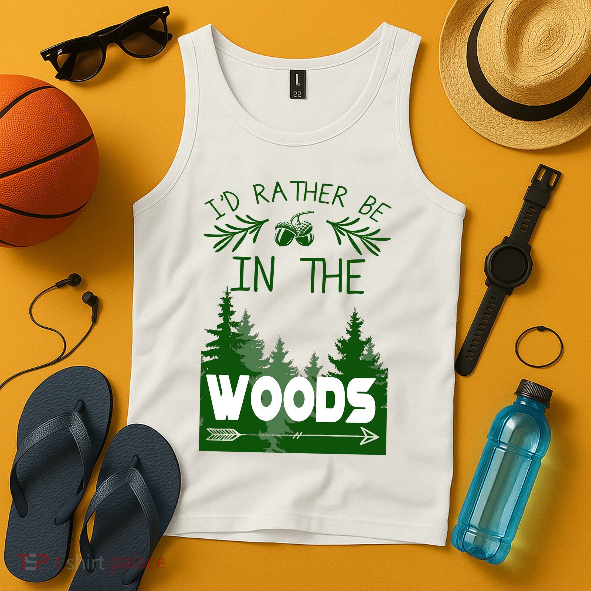 I'd Rather Be In The Woods Funny Hiking Tank Top