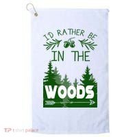 I'd Rather Be In The Woods Funny Hiking Golf Towel thumb 0