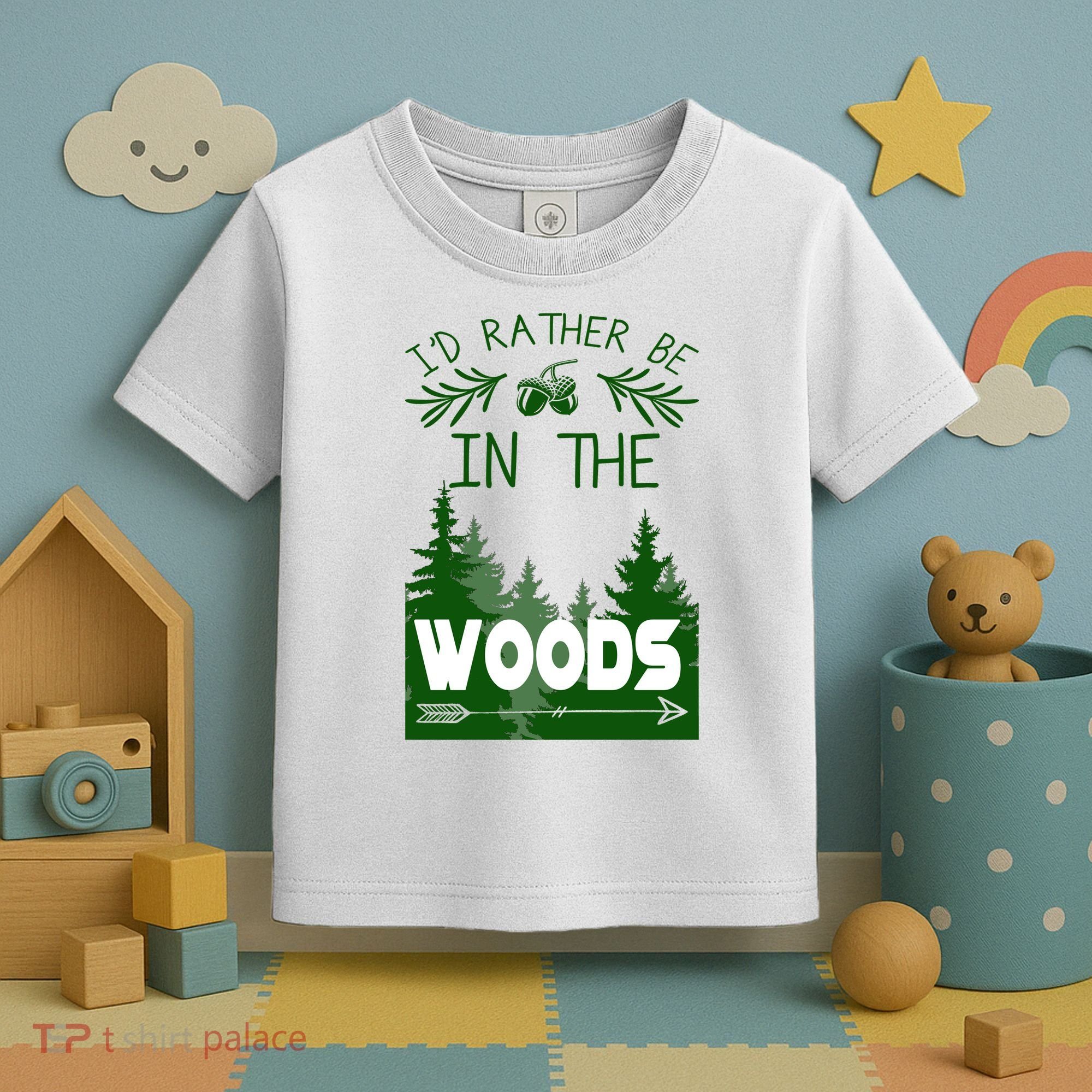 I'd Rather Be In The Woods Funny Hiking Toddler T-Shirt