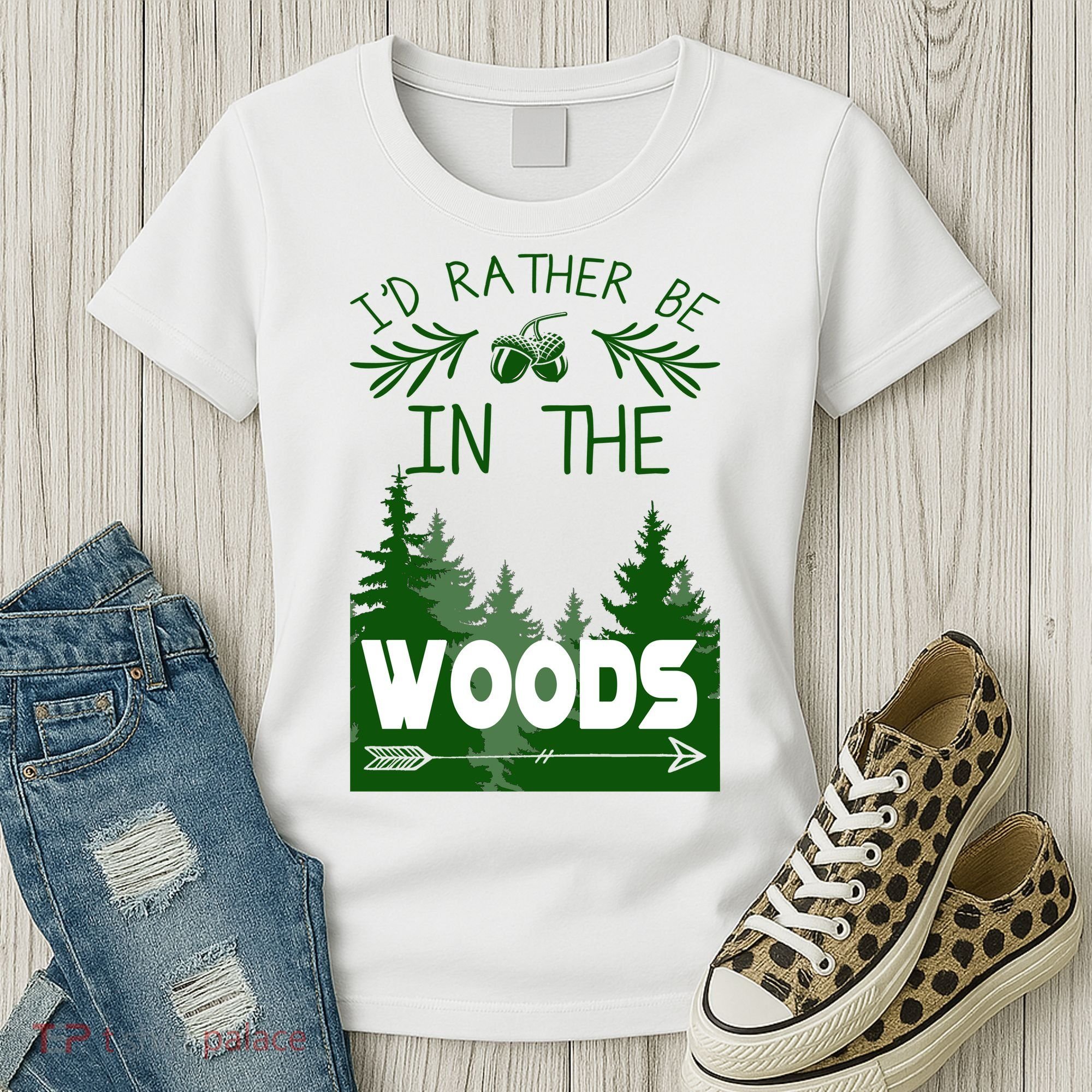 I'd Rather Be In The Woods Funny Hiking Women's T-Shirt