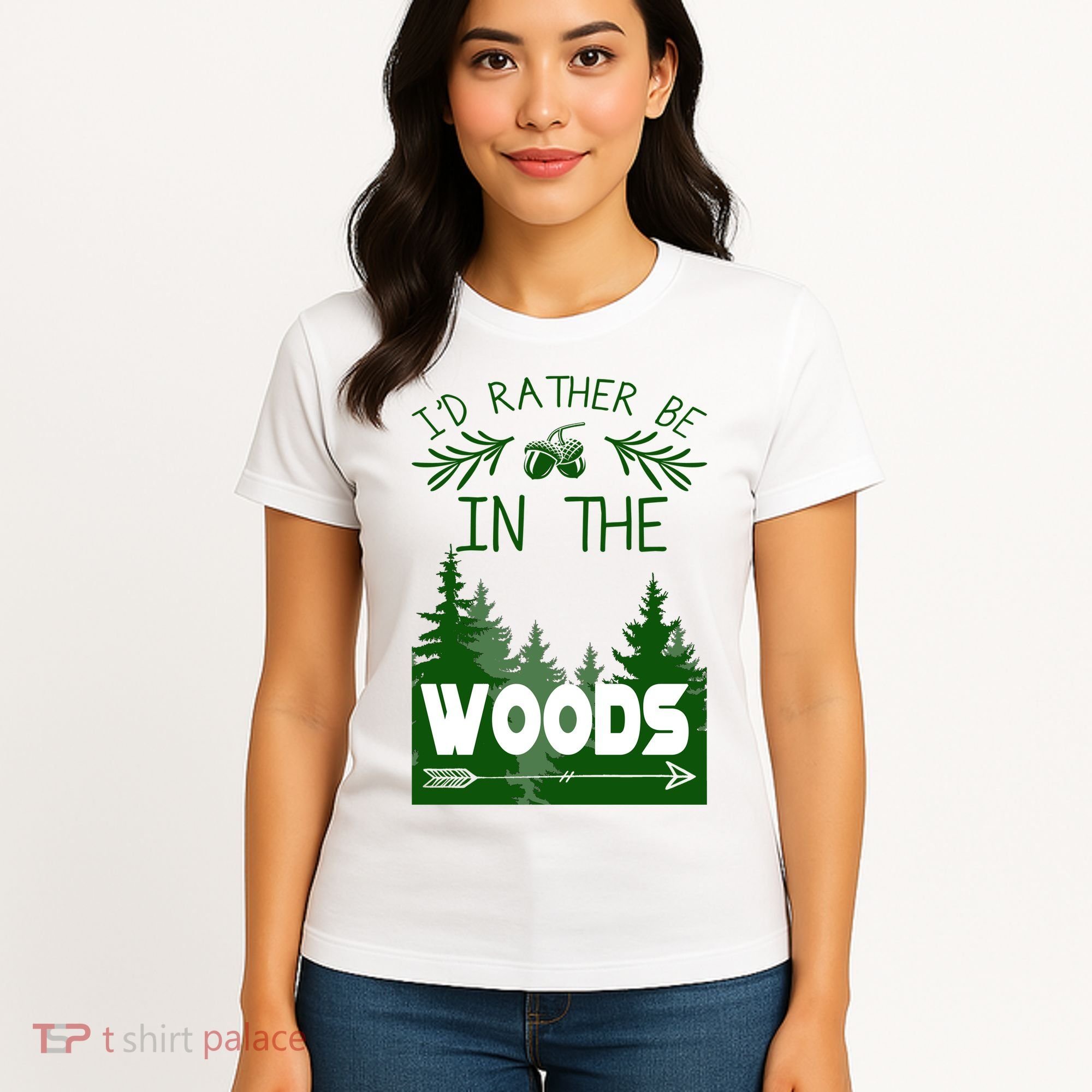 I'd Rather Be In The Woods Funny Hiking Women's T-Shirt