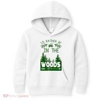 I'd Rather Be In The Woods Funny Hiking Kids Hoodie thumb 0