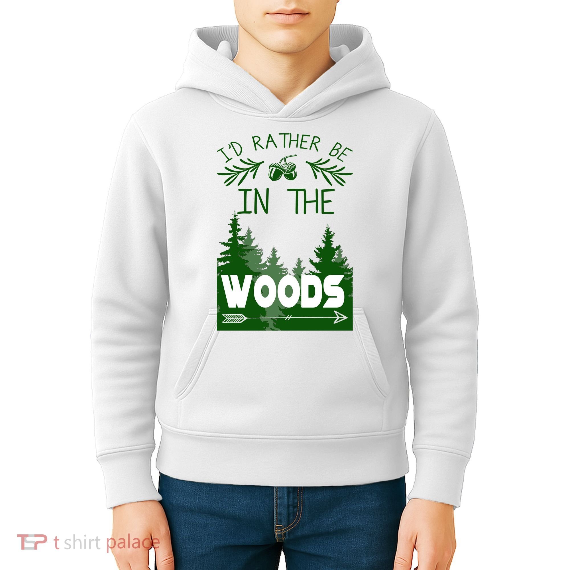 I'd Rather Be In The Woods Funny Hiking Kids Hoodie