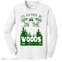 I'd Rather Be In The Woods Funny Hiking Kids Long Sleeve Shirt thumb 0