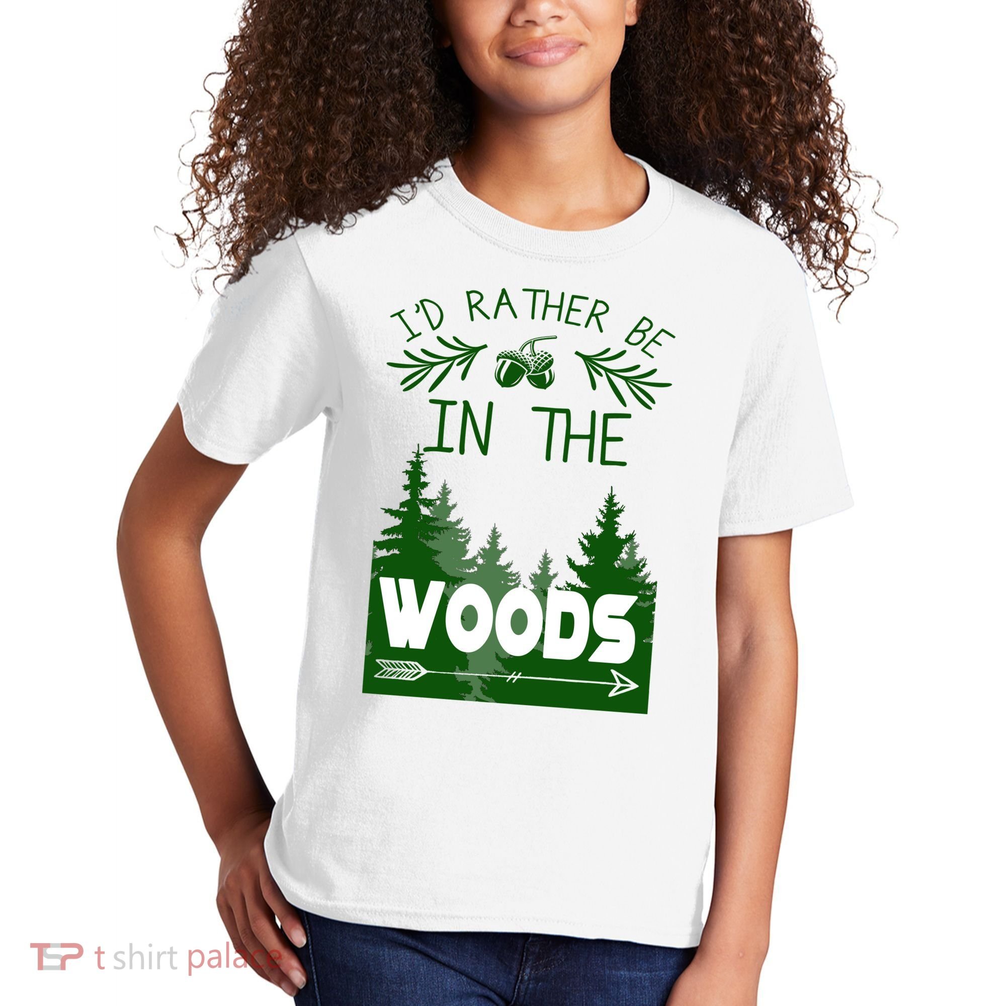 I'd Rather Be In The Woods Funny Hiking Kids T-Shirt