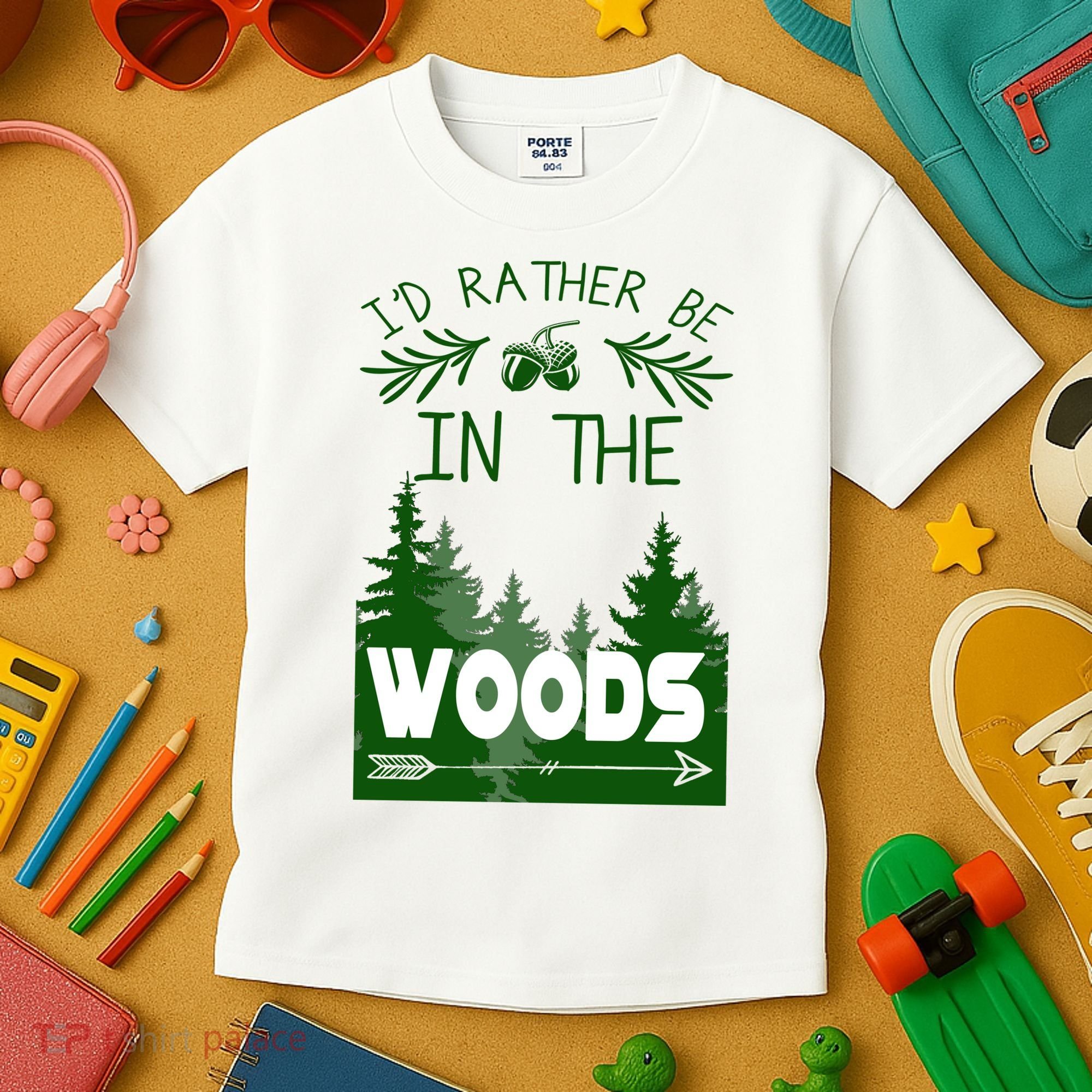 I'd Rather Be In The Woods Funny Hiking Kids T-Shirt