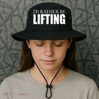 I'd Rather Be Lifting Funny Workout Gym Bucket Hat thumb 3
