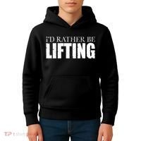I'd Rather Be Lifting Funny Workout Gym Kids Hoodie thumb 4