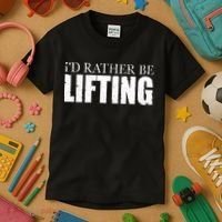 I'd Rather Be Lifting Funny Workout Gym Kids T-Shirt thumb 3