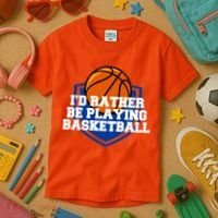 I'd Rather Be Playing Basketball Kids T-Shirt thumb 3