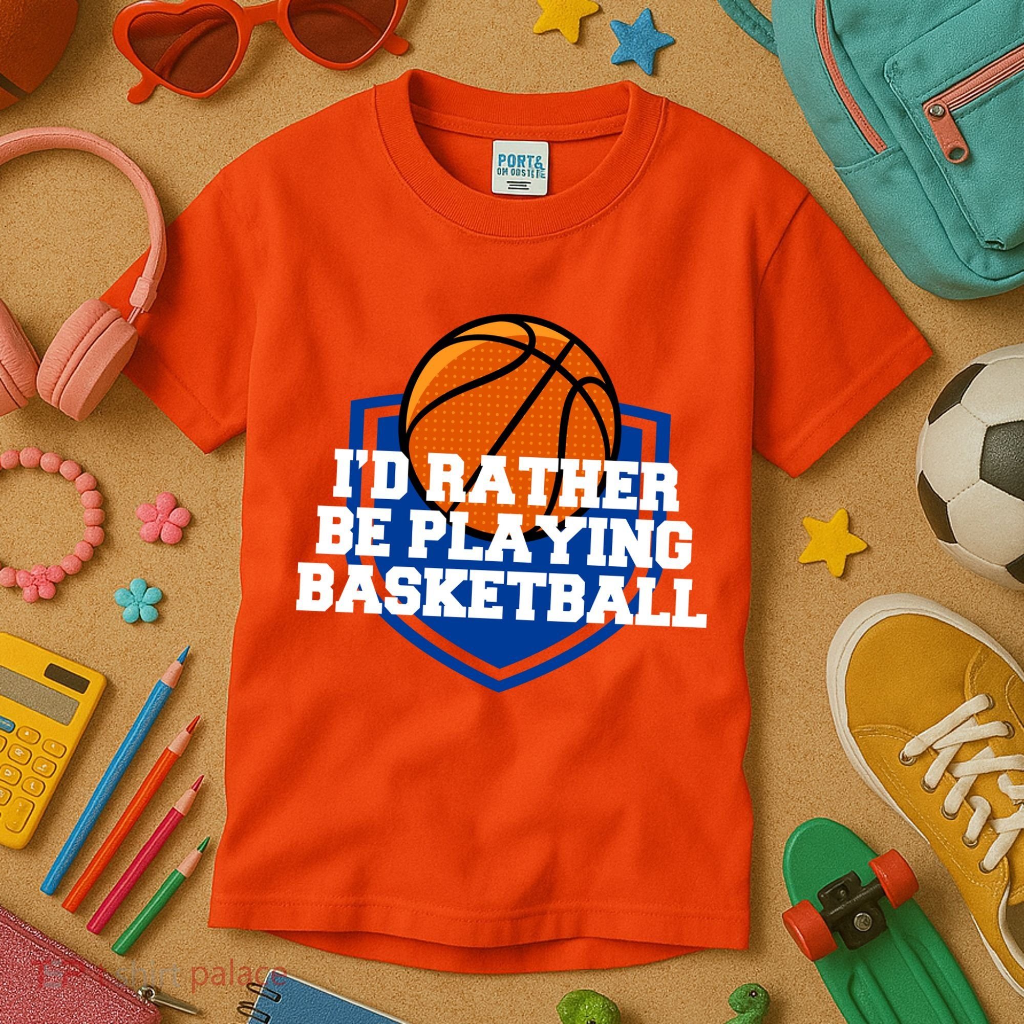 I'd Rather Be Playing Basketball Kids T-Shirt