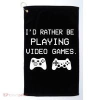 I'd Rather Be Playing Video Games Golf Towel thumb 0