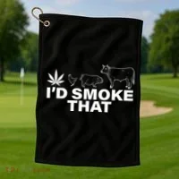 I'd Smoke That Pot Head Marijuana Golf Towel thumb 1