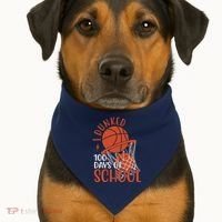 I Dunked 100 Days Of School Basketball USA-Made Doggie Bandana thumb 1