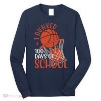 I Dunked 100 Days Of School Basketball Long Sleeve Shirt thumb 0