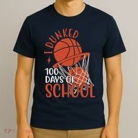 I Dunked 100 Days Of School Basketball T-Shirt thumb 3