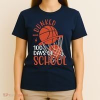 I Dunked 100 Days Of School Basketball T-Shirt thumb 4
