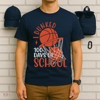 I Dunked 100 Days Of School Basketball T-Shirt thumb 6