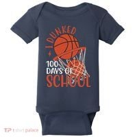 I Dunked 100 Days Of School Basketball Baby Bodysuit thumb 0