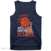 I Dunked 100 Days Of School Basketball Tank Top thumb 0