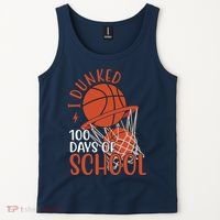 I Dunked 100 Days Of School Basketball Tank Top thumb 2
