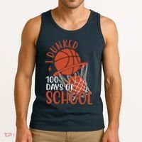 I Dunked 100 Days Of School Basketball Tank Top thumb 3