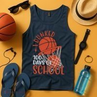 I Dunked 100 Days Of School Basketball Tank Top thumb 4
