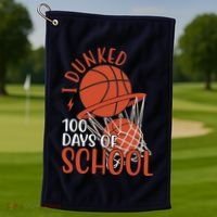 I Dunked 100 Days Of School Basketball Golf Towel thumb 1