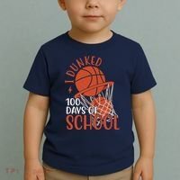 I Dunked 100 Days Of School Basketball Toddler T-Shirt thumb 2