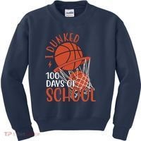 I Dunked 100 Days Of School Basketball Kids Sweatshirt thumb 0