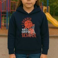 I Dunked 100 Days Of School Basketball Kids Hoodie thumb 3