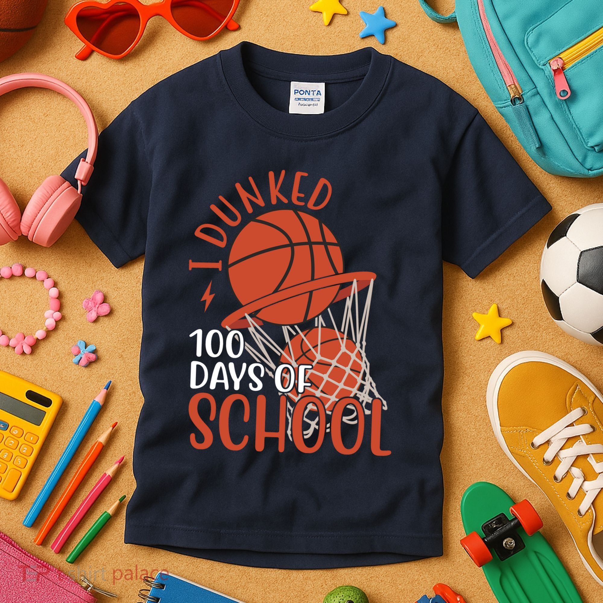 I Dunked 100 Days Of School Basketball Kids T-Shirt