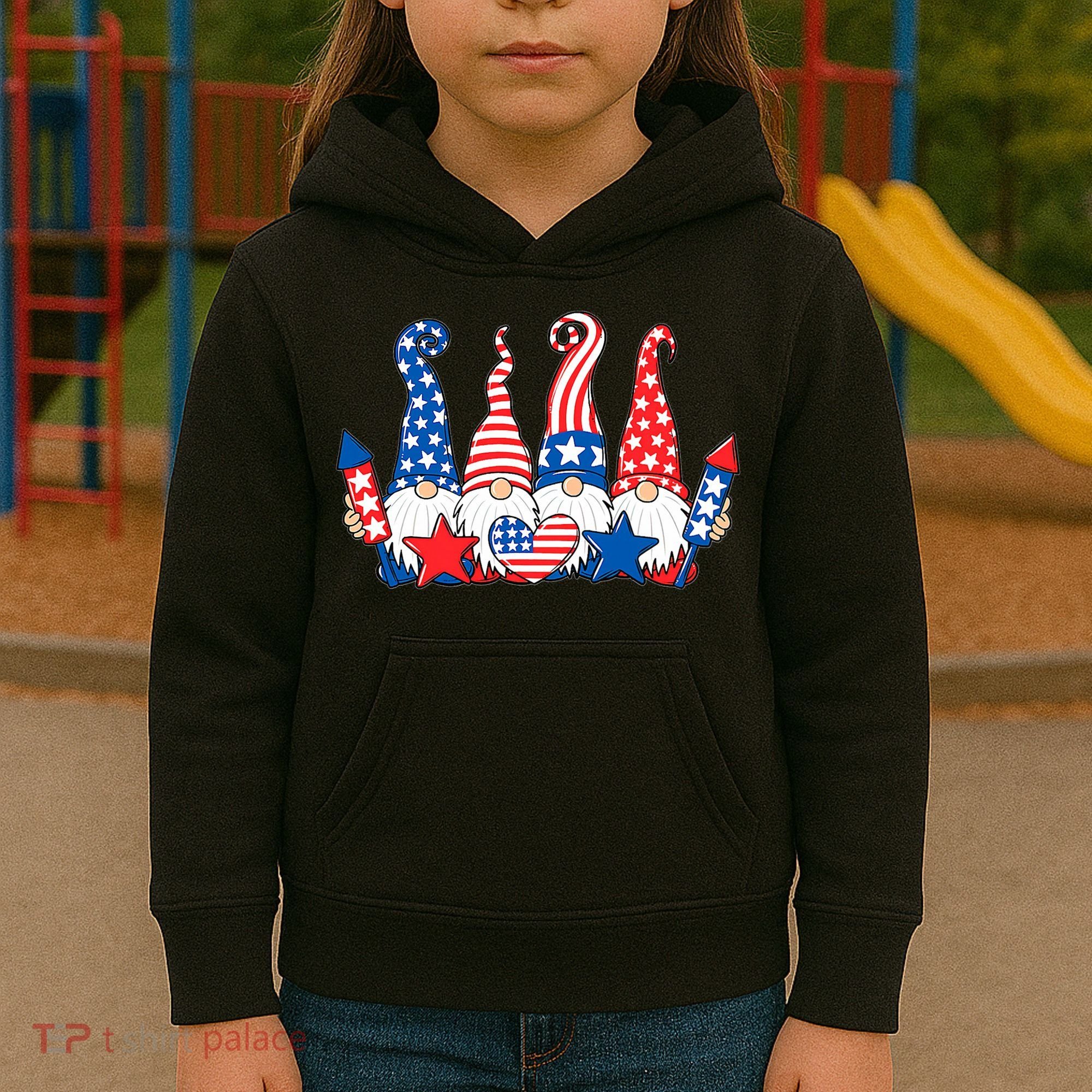 Independence Day 4th Of July Cute Gnomes Kids Hoodie