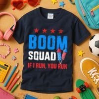 Independence Day 4th Of July Boom Squad If I Run You Run Kids T-Shirt thumb 3