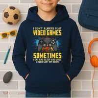 I Don't Always Play Video Games Funny Gamer Kids Hoodie thumb 2