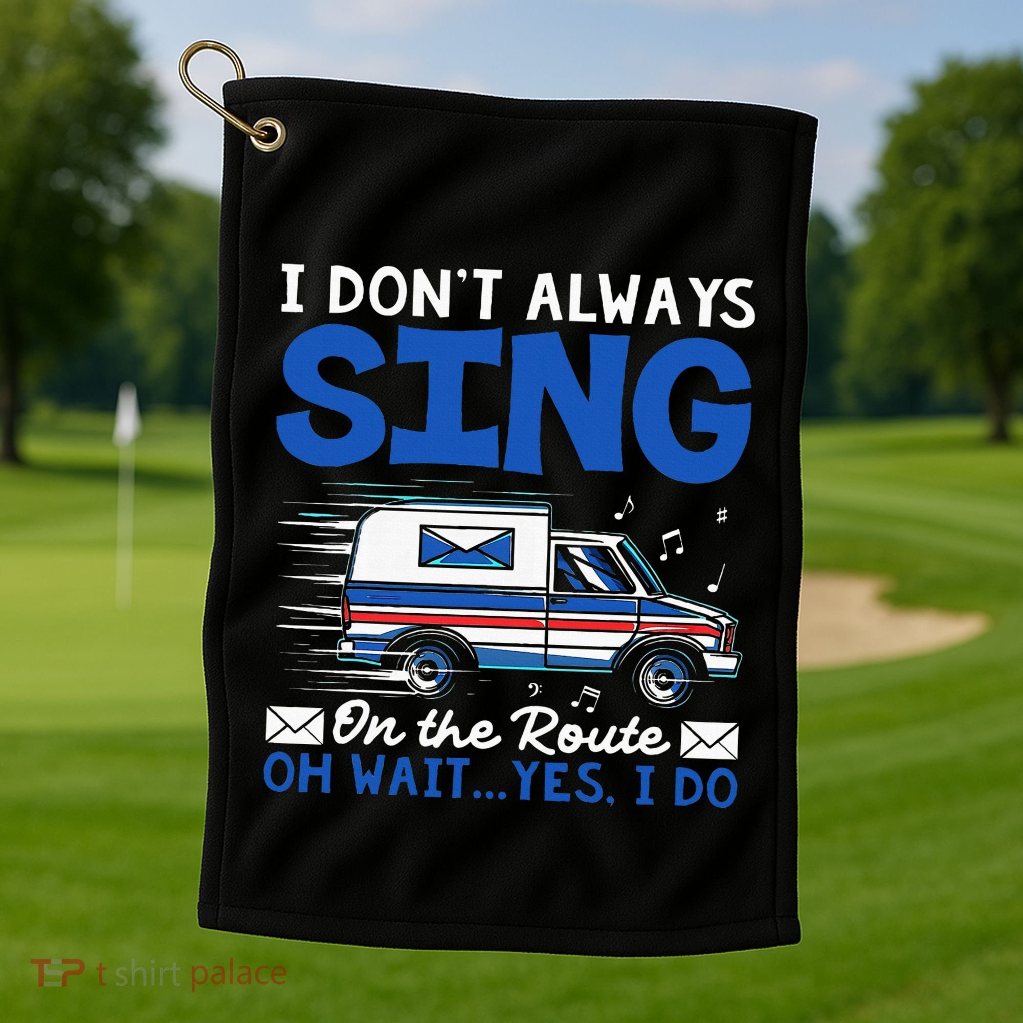 I DonT Always Sing On The Route Funny Rural Mail Carrier Golf Towel