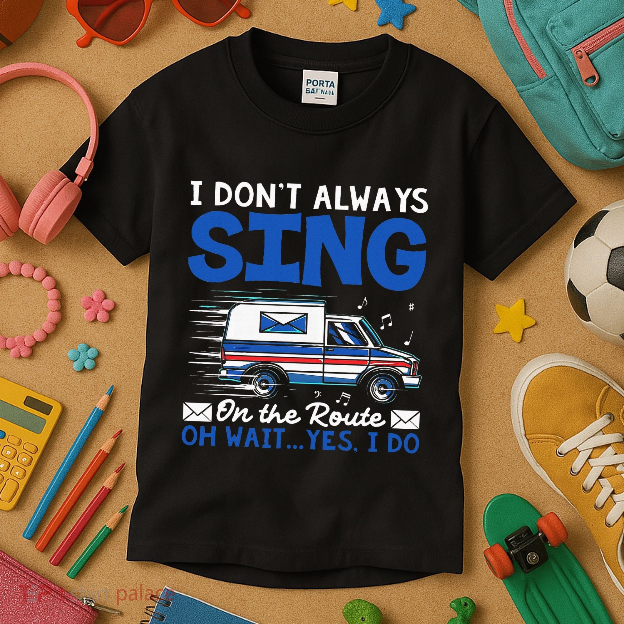 I DonT Always Sing On The Route Funny Rural Mail Carrier Kids T-Shirt