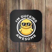 IM Ducking Awesome I Love Duck Lovers Funny Rubber Duck Coaster thumb 0