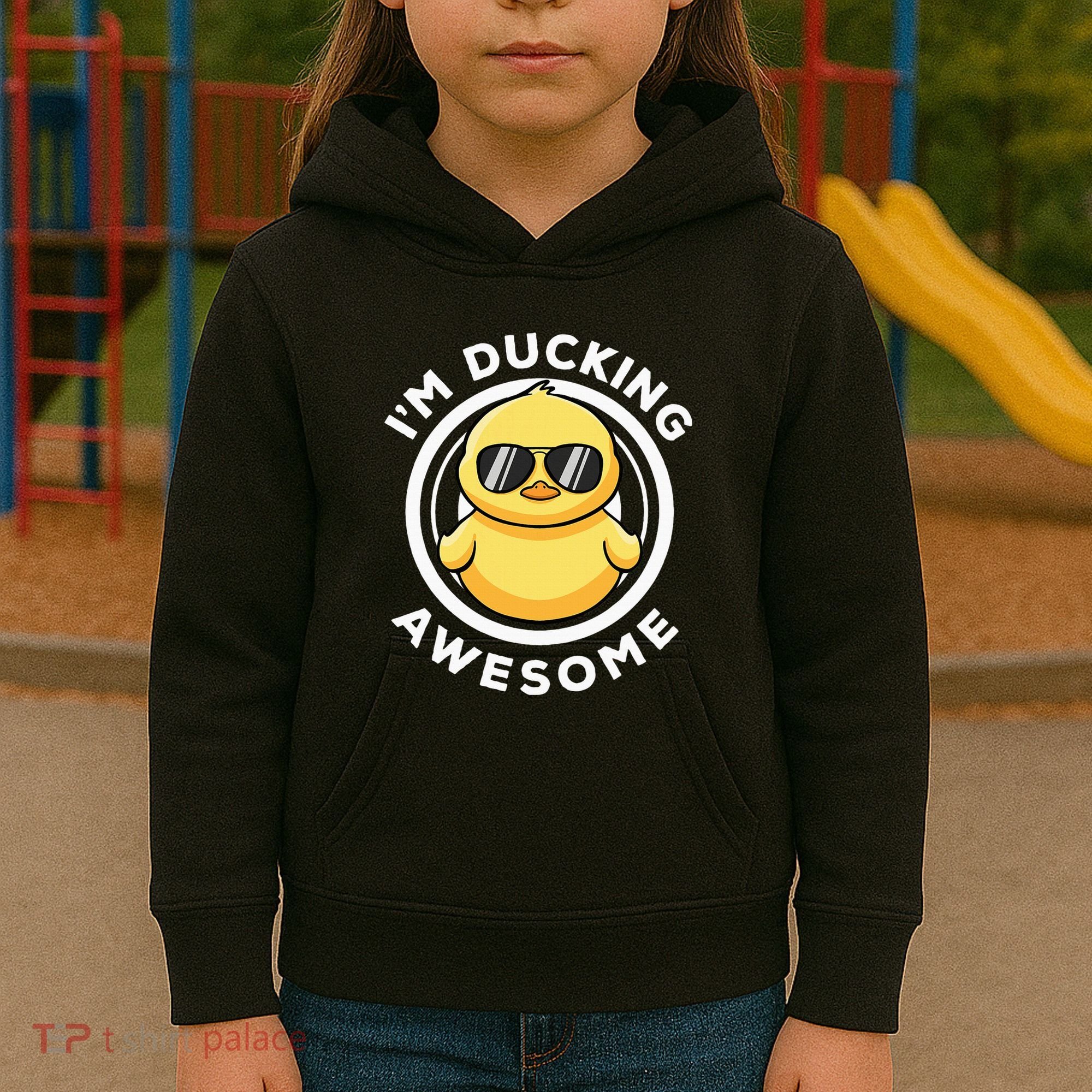 IM Ducking Awesome I Love Duck Lovers Funny Rubber Duck Kids Hoodie