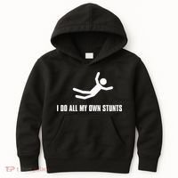 I Do All My Own Stunts Dark Kids Hoodie thumb 0