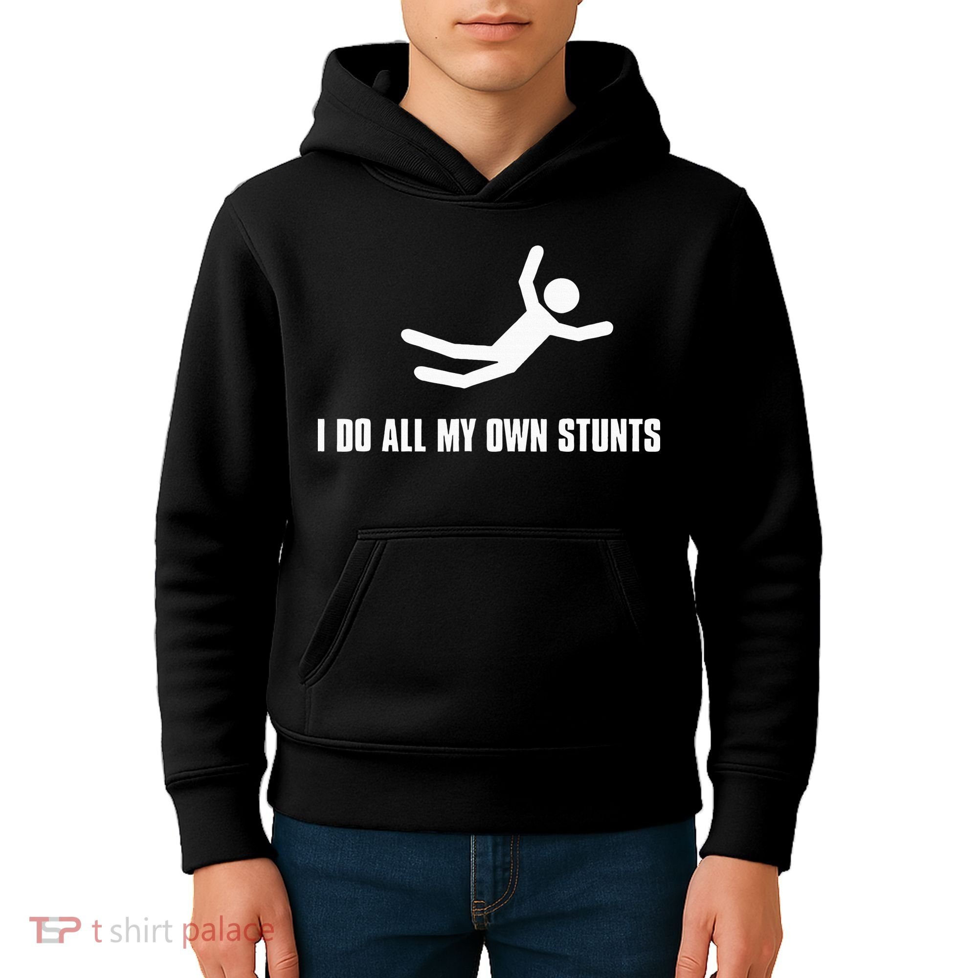 I Do All My Own Stunts Dark Kids Hoodie