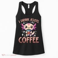 I Drink A'lotl Coffee Funny Axolotl Kawaii Women's Tank Top thumb 0
