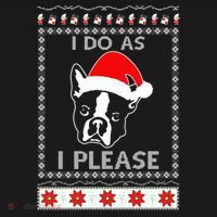 I Do As I Please Boston Terrier Ugly Christmas Sweater Cute Gift USA-Made Doggie Bandana thumb 2