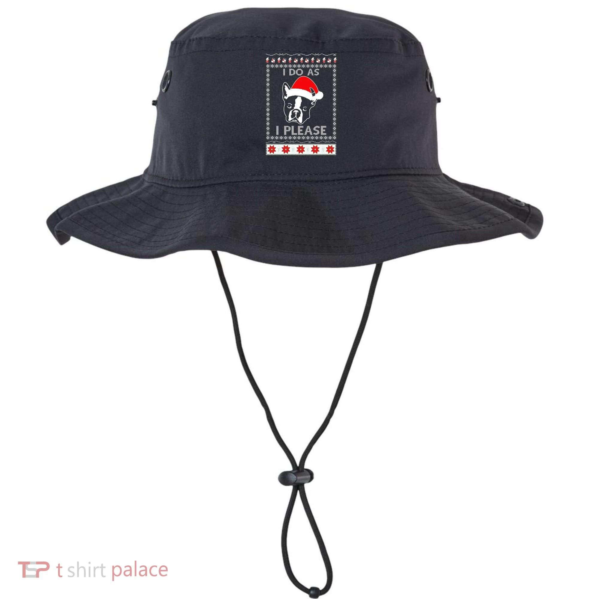 I Do As I Please Boston Terrier Ugly Christmas Sweater Cute Gift Bucket Hat