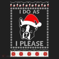 I Do As I Please Boston Terrier Ugly Christmas Sweater Cute Gift Hat thumb 2