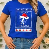 I Do As I Please Boston Terrier Ugly Christmas Sweater Cute Gift Women's T-Shirt thumb 2