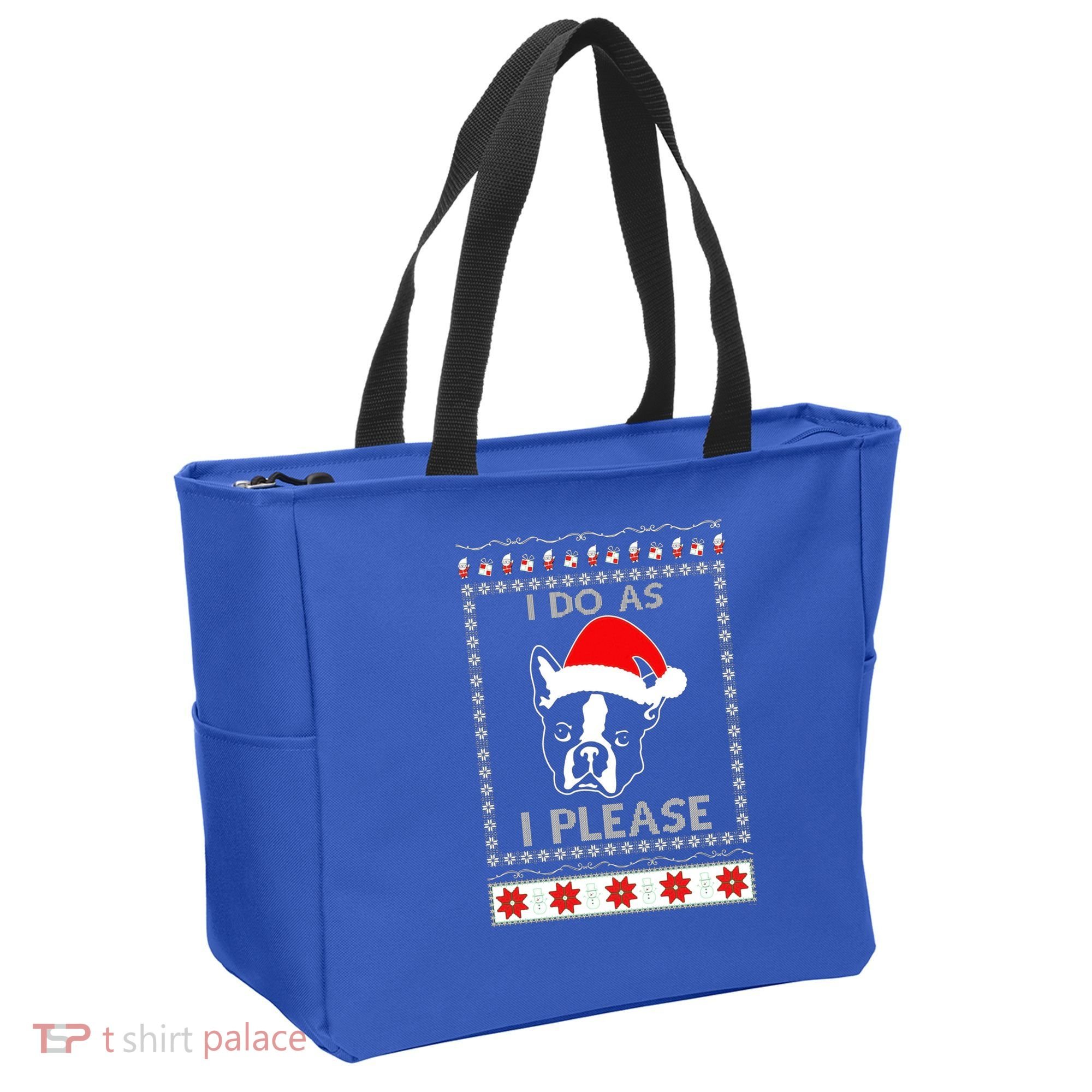 I Do As I Please Boston Terrier Ugly Christmas Sweater Cute Gift Tote Bag