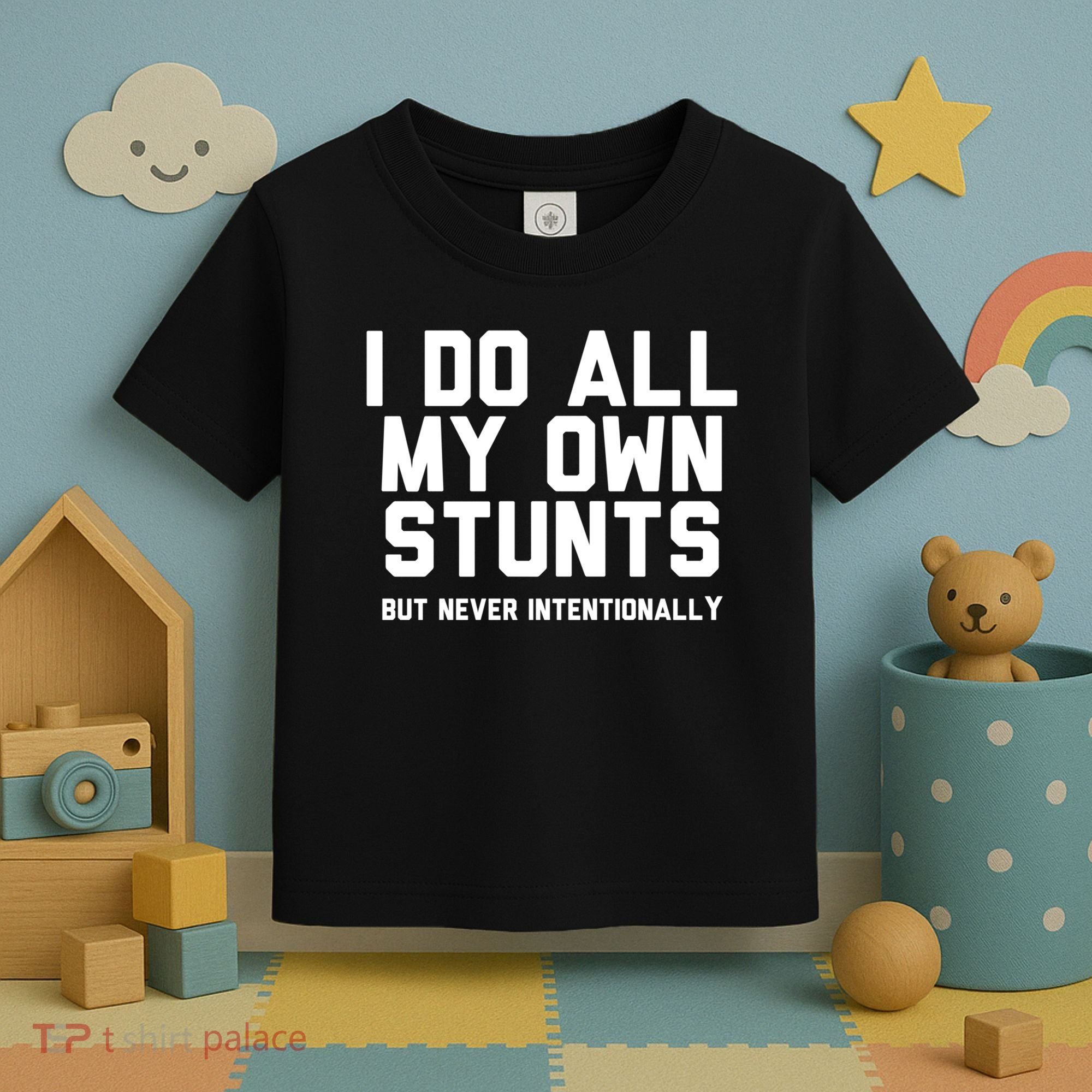 I Do All My Own Stunts But Never Intentionally Funny Sarcasm Gift Toddler T-Shirt