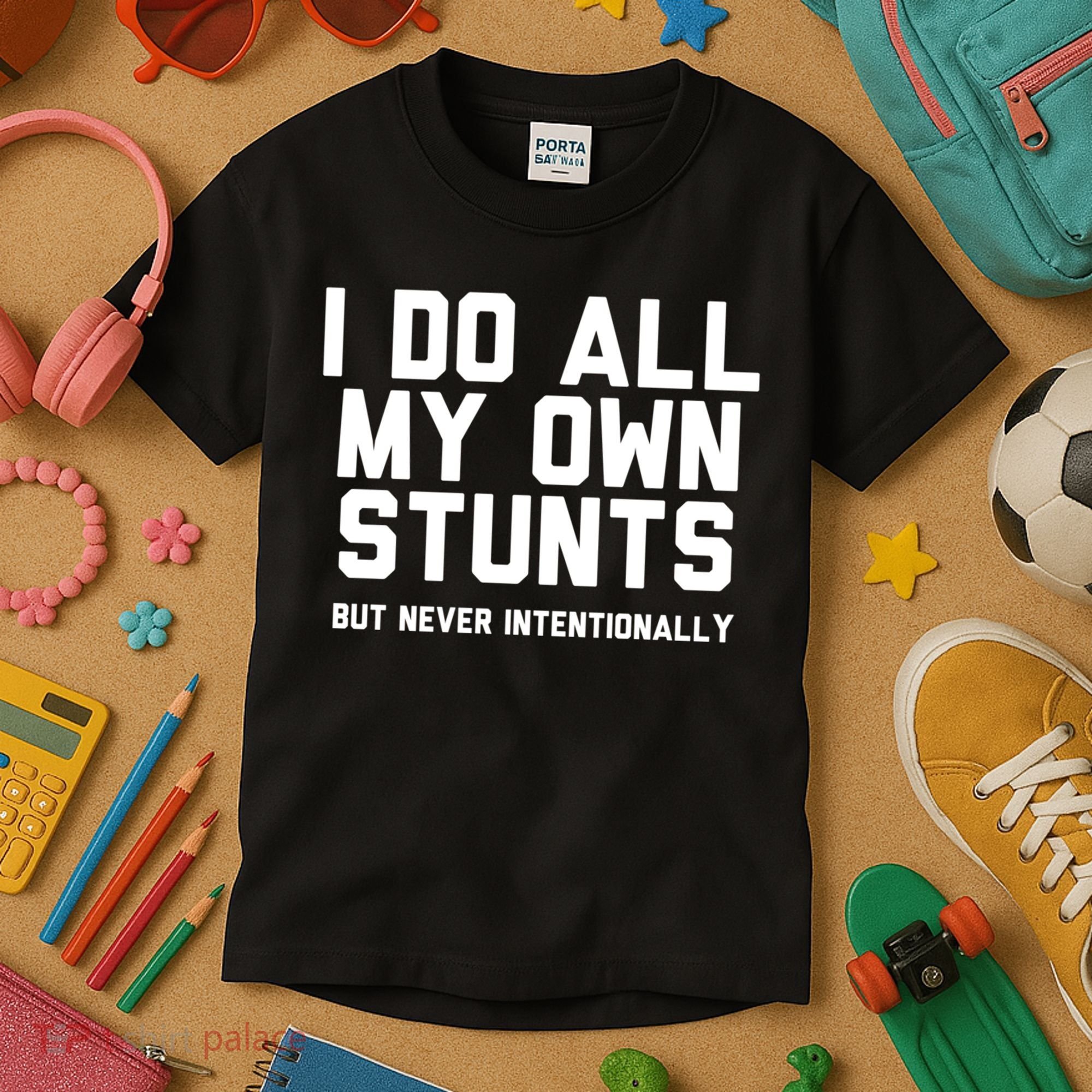 I Do All My Own Stunts But Never Intentionally Funny Sarcasm Gift Kids T-Shirt